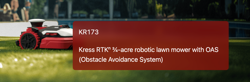 KR173 Kress RTKⁿ ¾-acre robotic lawn mower with OAS (Obstacle Avoidance System)