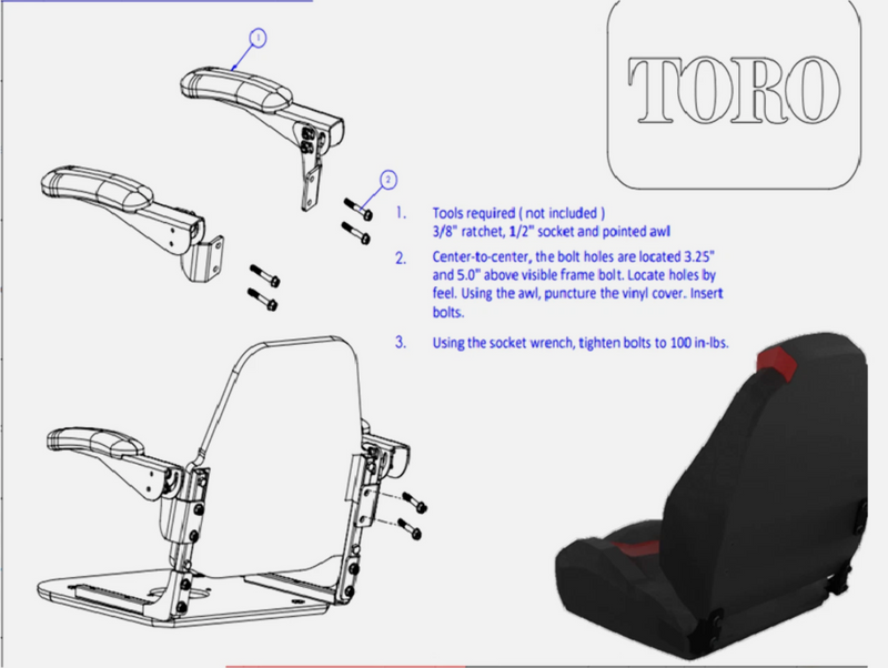 147-8773 Toro Arm Rest Kit (For 50", 54", 60" Timecutter Max w/ MYRIDE)