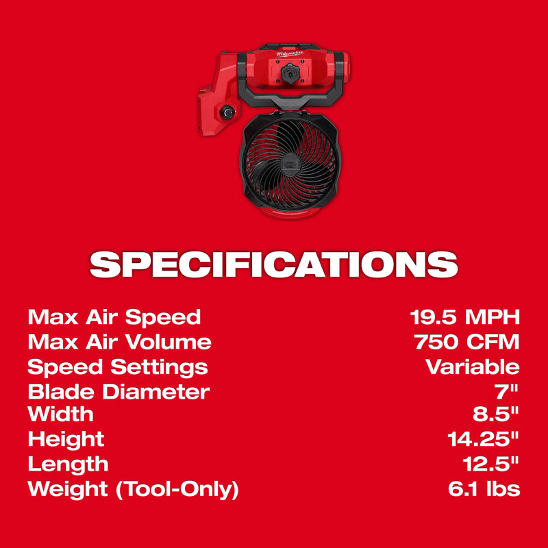 0817-20 Milwaukee M18 18-Volt Lithium-Ion Brushless Cordless Scissor Lift Fan (Tool-Only)