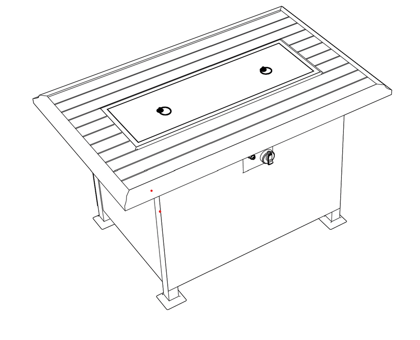 ULC-4327FTB23 Alaulm Gas Fire Pit Table with Wind Guard